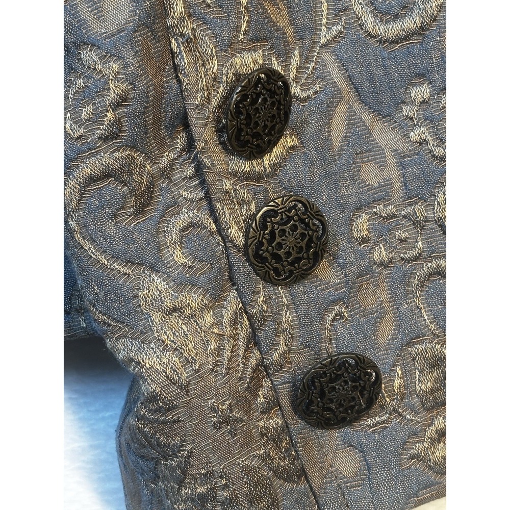 Chicos Golden Blues Ampere Jacket Suit Blazer Womens Size 3 Floral Lined Preppy - Picture 14 of 14